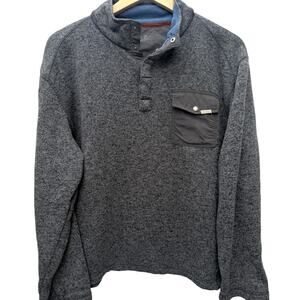 Woolrich Fleece Pullover Men's L Gray Button Neck Pocket Outdoor